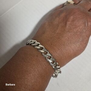 Vintage SSK Sterling Silver 925 Italy Flat Curb Chain Bracelet